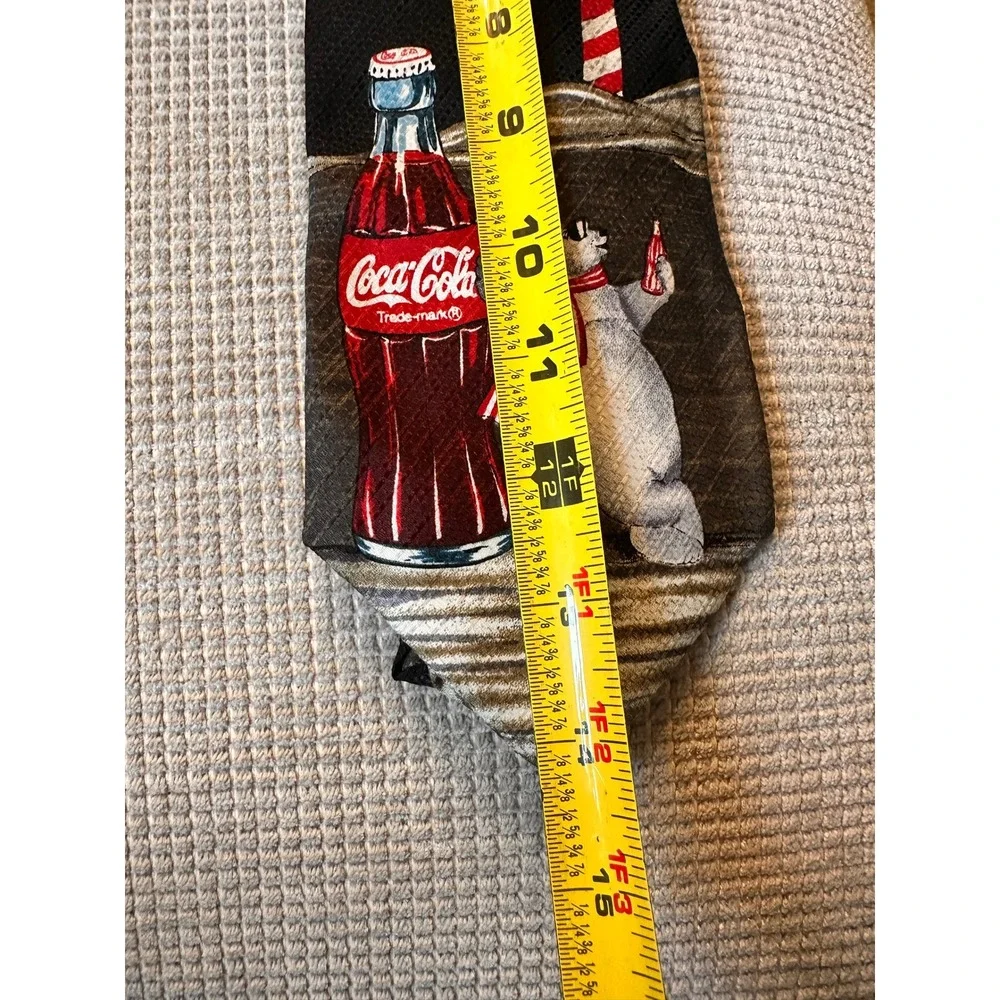 Coca-Cola Necktie Black Polar Bear Holiday Winter Scarf‎ Glass Bottle Polyester